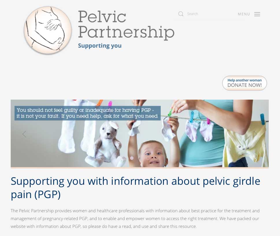 The homepage of the Pelvic Partnership